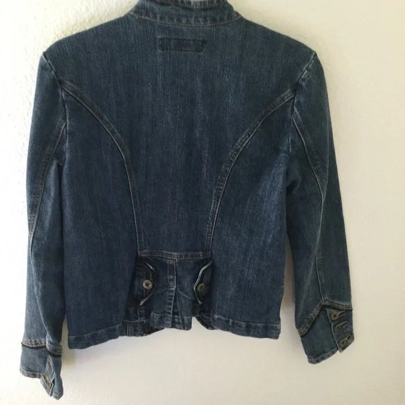 Baccini Dark Denim Zip Jacket Size Medium - Picture 5 of 7